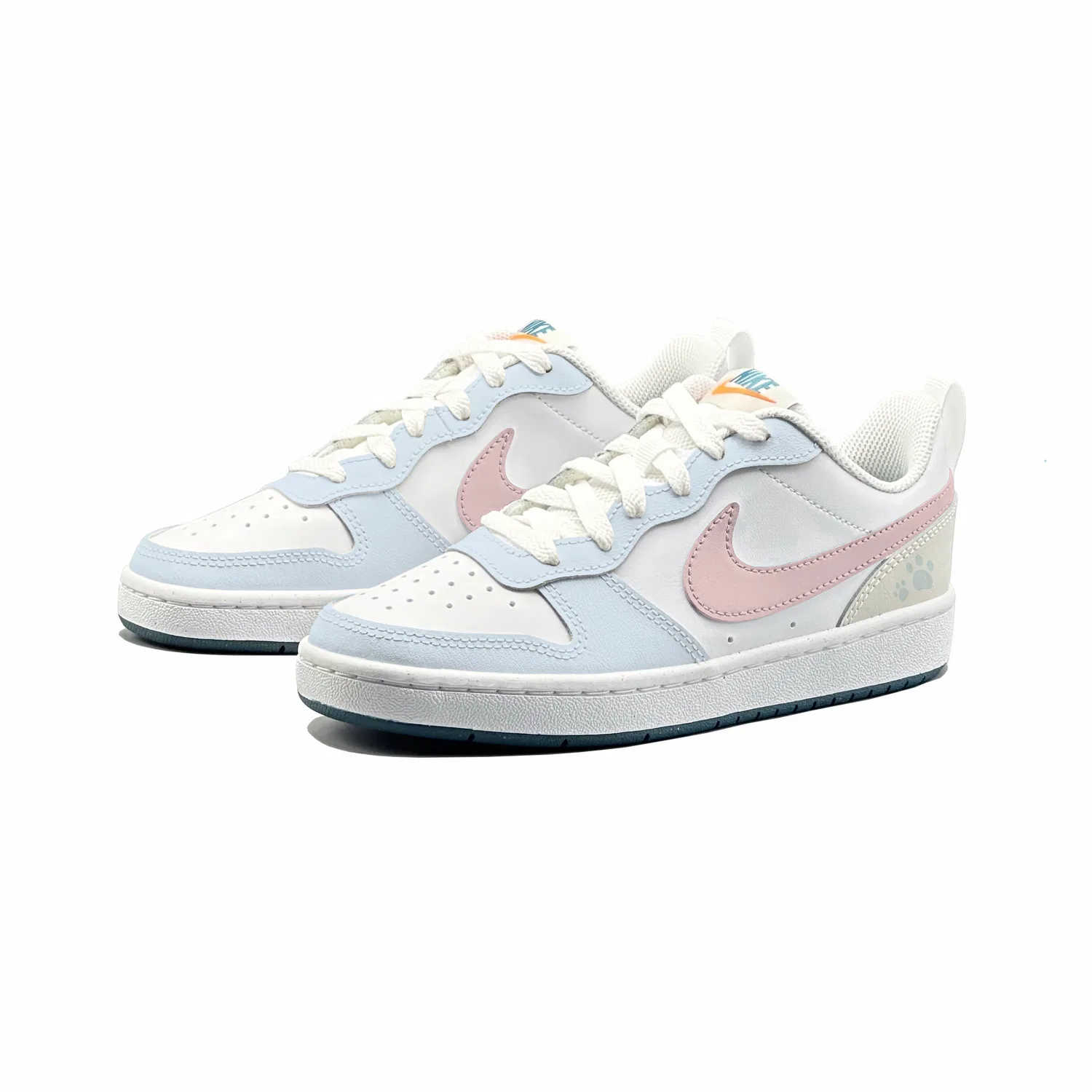 Кроссовки Court Borough 2 Milk Blue Candy Leather, slip-resistant, abrasion-resistant, cushioning, низкий верх Nike, Blue Pink — фото 4