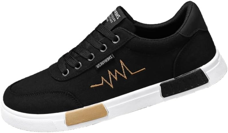 

Мужские повседневные спортивные кроссовки Fusecottc - дышащие кеды на шнуровке, прочная противоскользящая подошва, легкие модные кроссовки для повседневной носки, черный/золотой