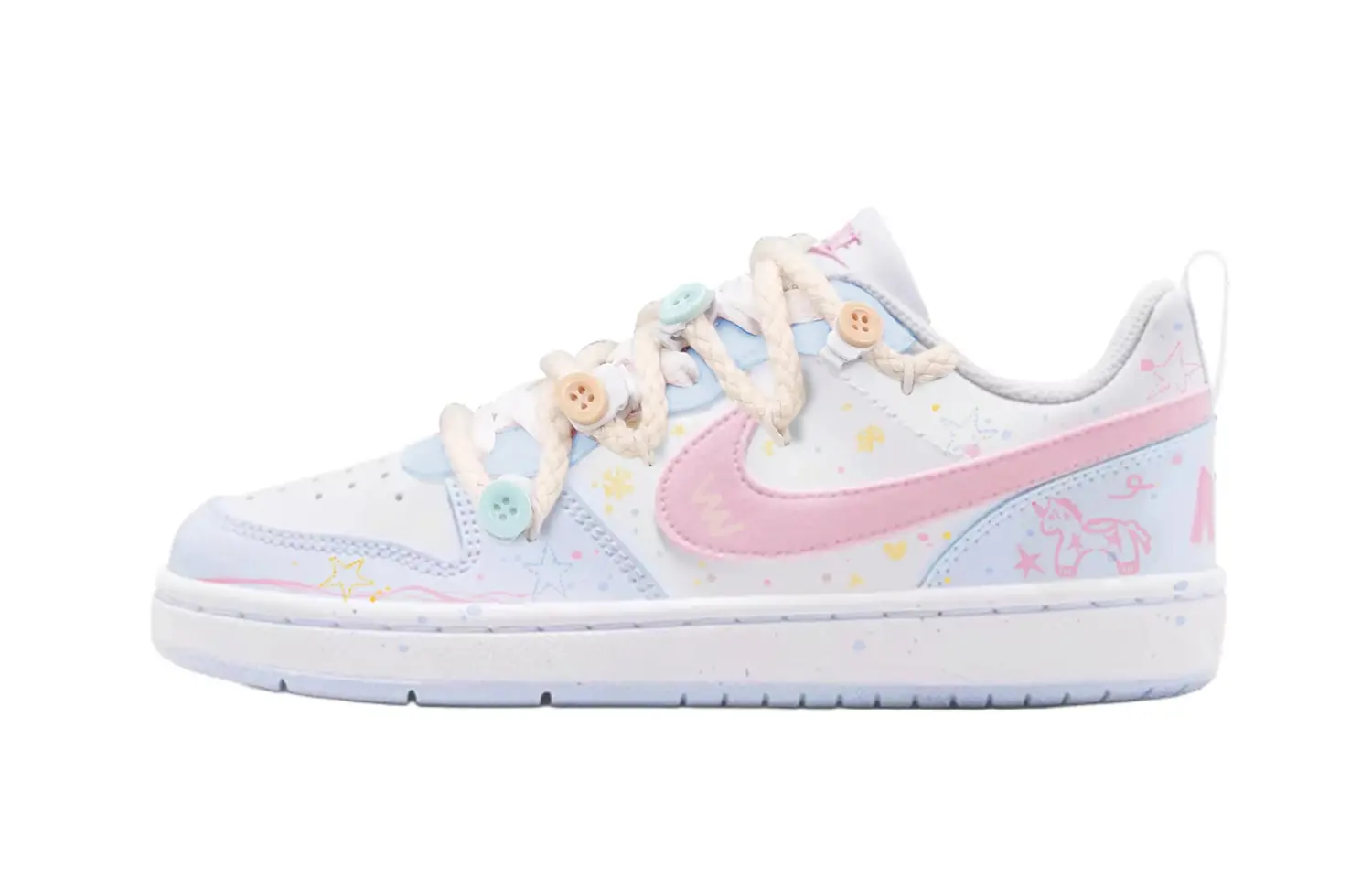 

Nike Court Borough Cherry Bomb, Sky's The Limit Абразивостойкие низкие детские скейтборд-кроссовки Blue Pink Unisex