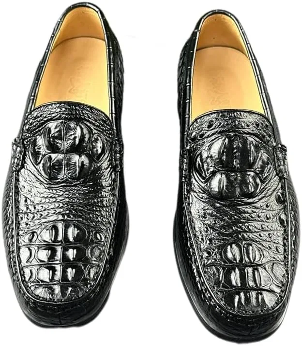 Лоферы крокодиловая кожа Classic Black, черный