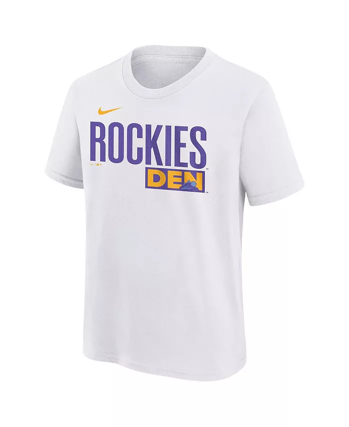 Футболка с принтом Colorado Rockies 2025 City Connect Wordmark для мальчиков и девочек, белая Nike — фото 3