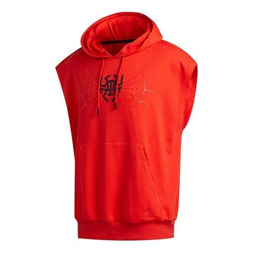 

Толстовка с капюшоном dm ss с принтом спортивная без рукавов красная Adidas, красный