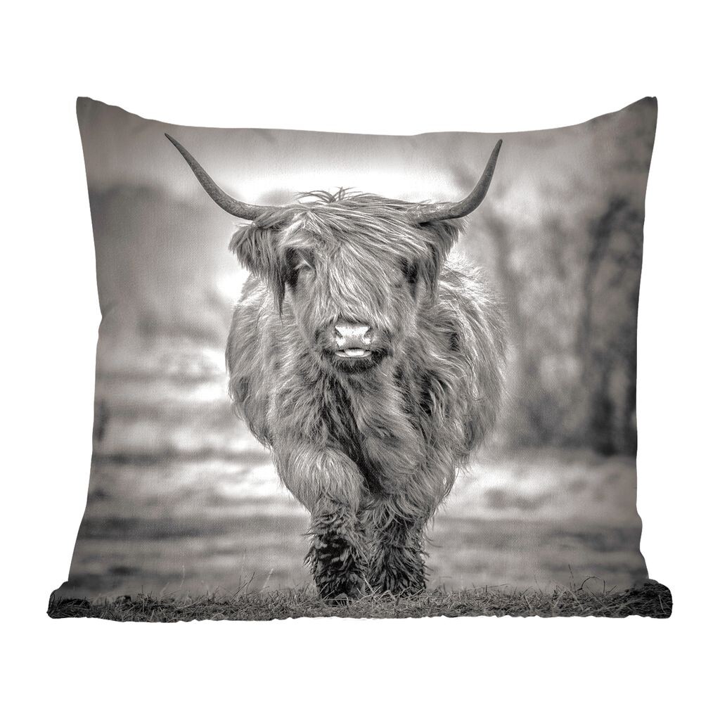 

MuchoWow Scottish Highlanders - Шотландский горец в черно-белом цвете - 60x60 см - чехол на подушку - хлопчатобумажная ткань - декоративные чехлы на подушки, мультиколор