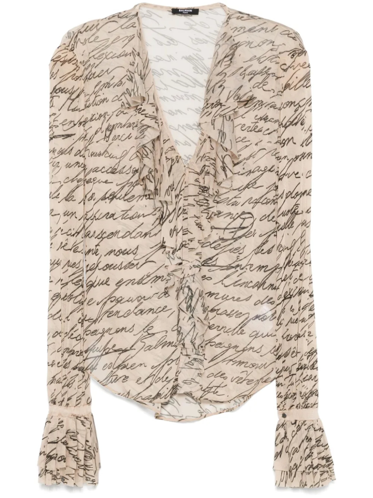 

Balmain блузка с оборками и принтом Love Letter, нейтральный