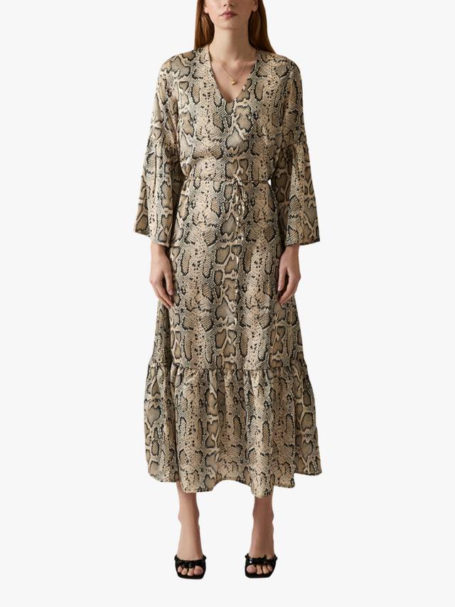 

Платье с поясом и змеиным принтом James Lakeland, цвет Brown/Beige