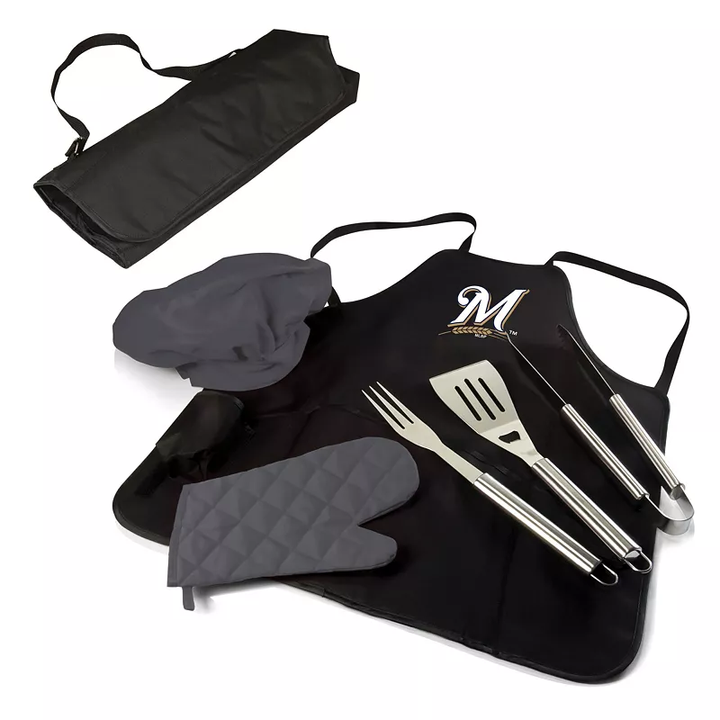 

Сумка-тоут с фартуком Milwaukee Brewers Picnic Time, набор для профессионального гриля
