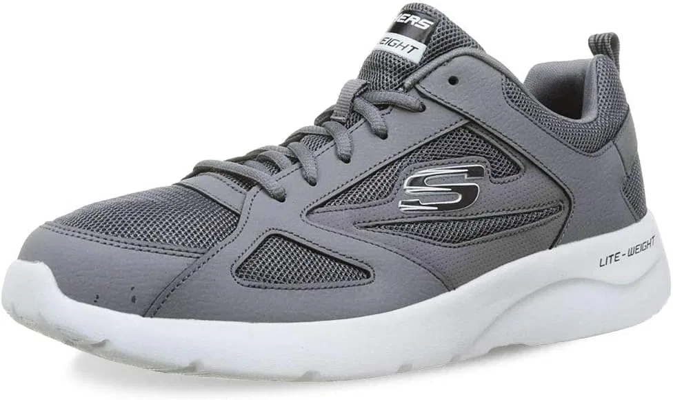 Мужские кроссовки Skechers Dynamight 2.0 Fallford, Charcoal Leather Mesh Pu Black Trim