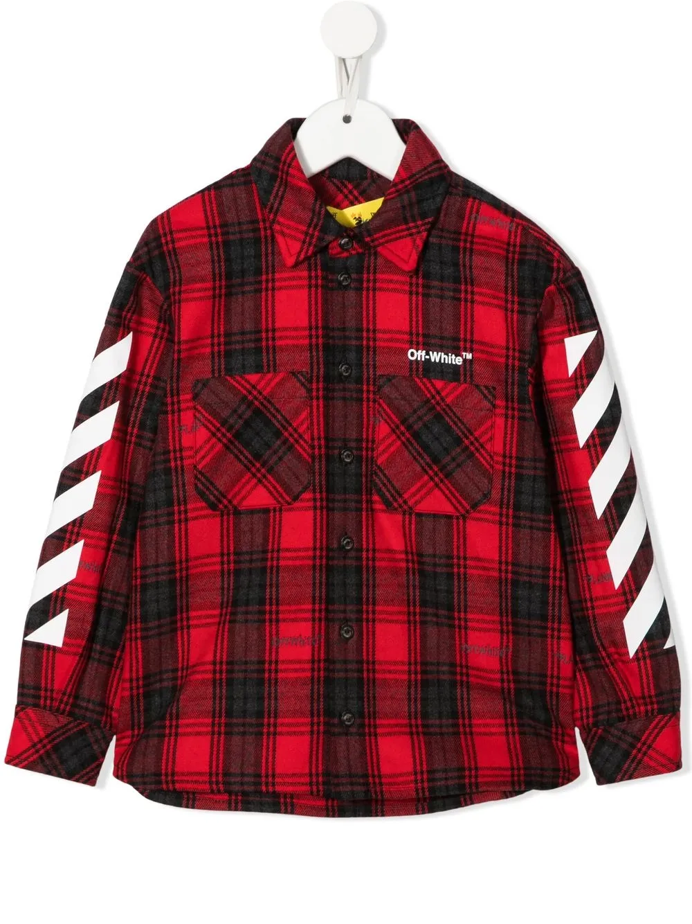 

Фланелевая рубашка с логотипом OFF-WHITE KIDS, красный