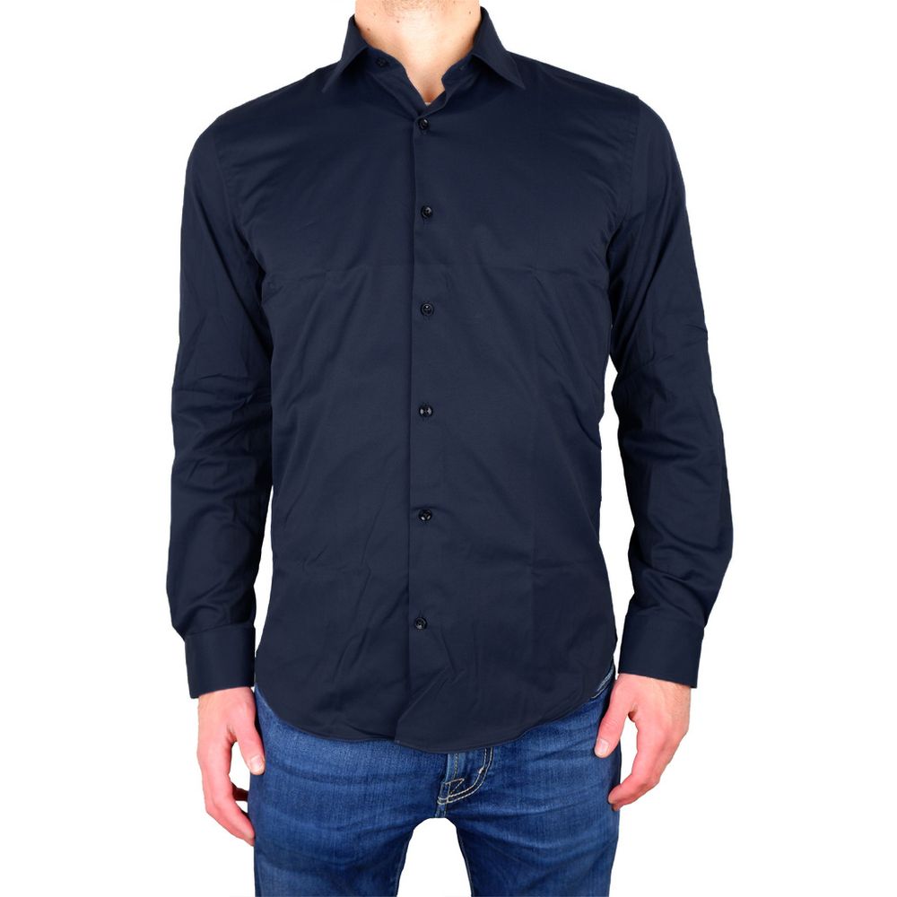 

Элегантная рубашка из габардина Milano Blue Made in Italy, синий