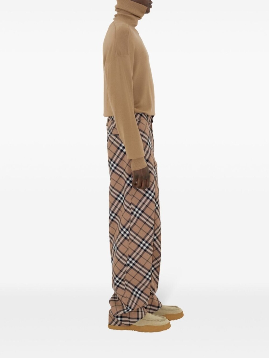 Брюки Burberry клетчатые строгого кроя, нейтральный цвет — фото 3
