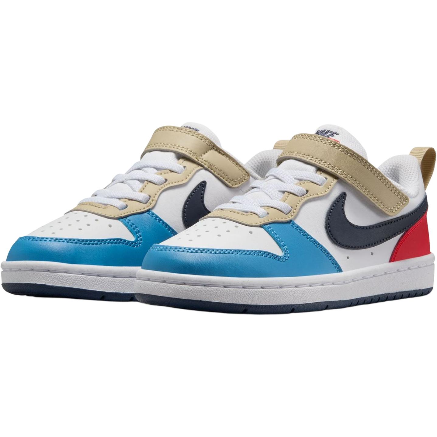 Nike Court Borough нескользящие износостойкие низкие детские ботинки White/Blue/Red для малышей — фото 4