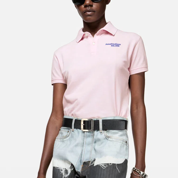 Поло Acne Studios Midsummer Collection бледно-розовое — фото 4