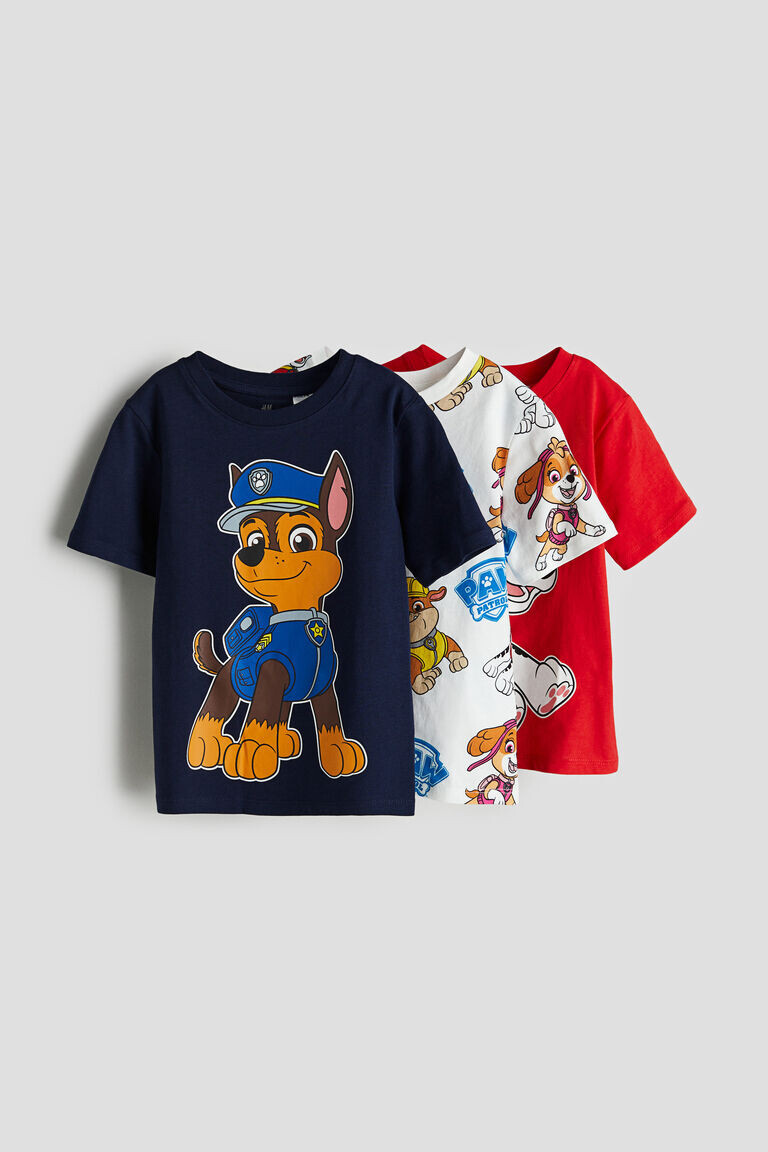 

3 пары футболок с принтами H&M, синий