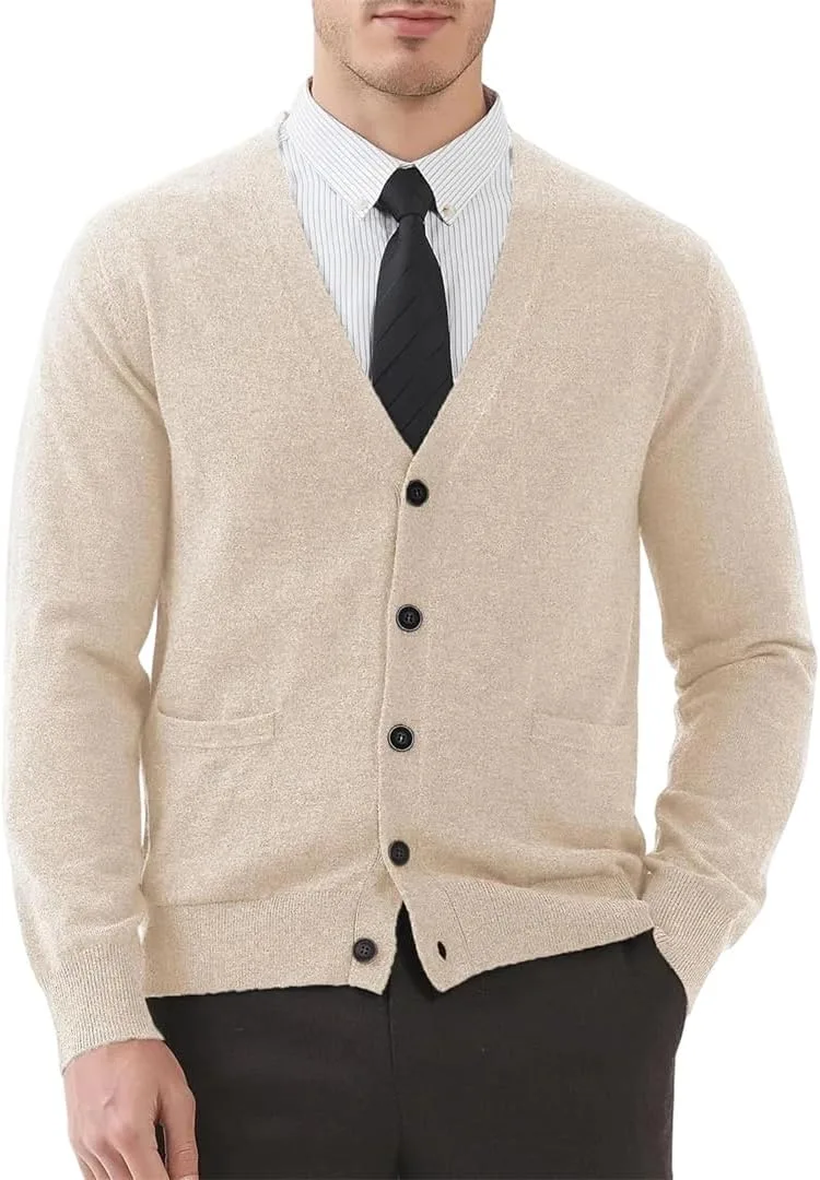 

Мужской кардиган с V-образным вырезом и карманами