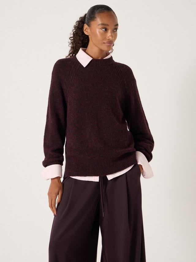 

Свитер Lorna из шерстяной смелки с круглым вырезом HUSH, Burgundy Red