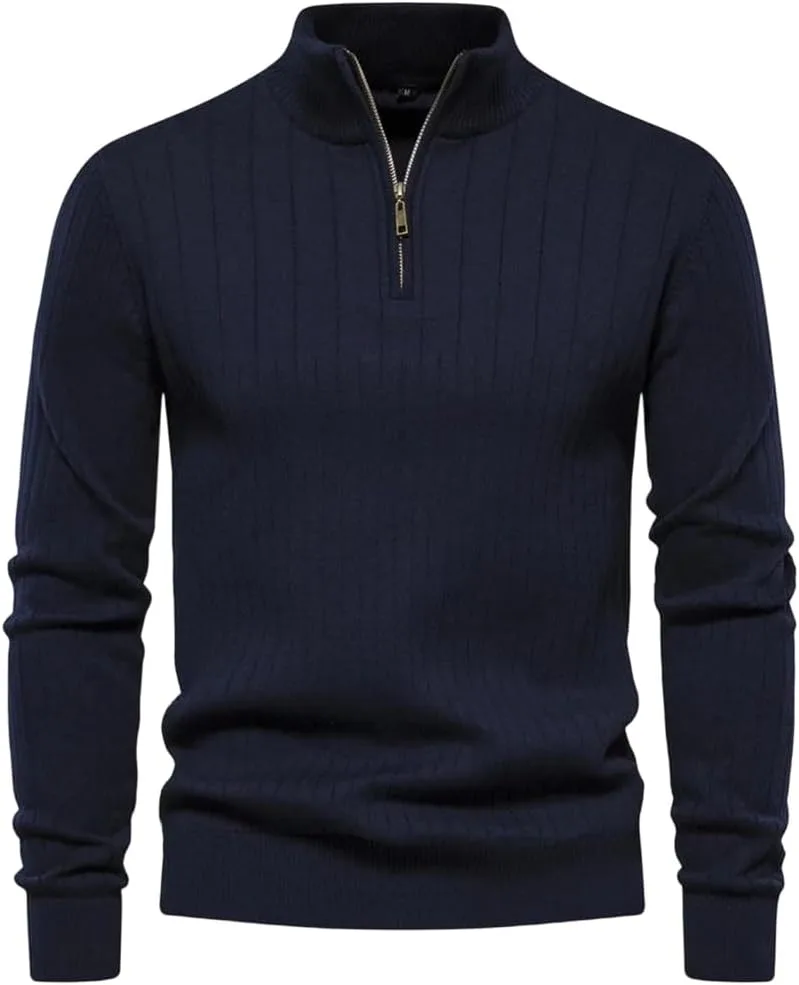 

Мужской свитер на молнии с воротником стойкой, вязаный, утепленный