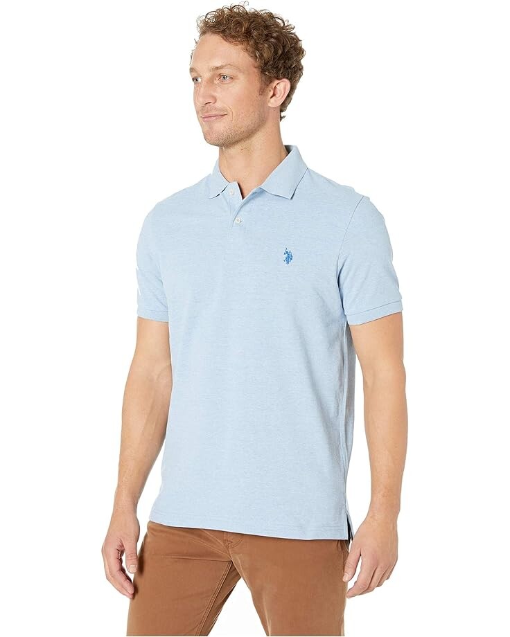 

Поло U.S. POLO ASSN. Solid Cotton Pique Polo with Small Pony, цвет Seafoam Blue Heather