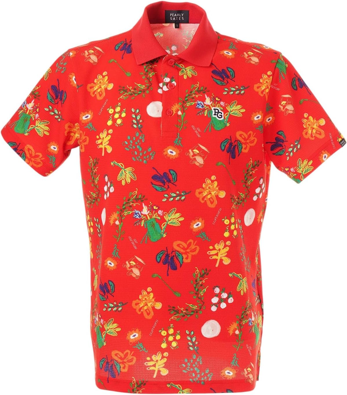 

Мужская поло-рубашка с коротким рукавом Parly Gates 053-5160505 (сетчатая ткань, биоцветочный узор) / для гольфа Pearly Gates, красный
