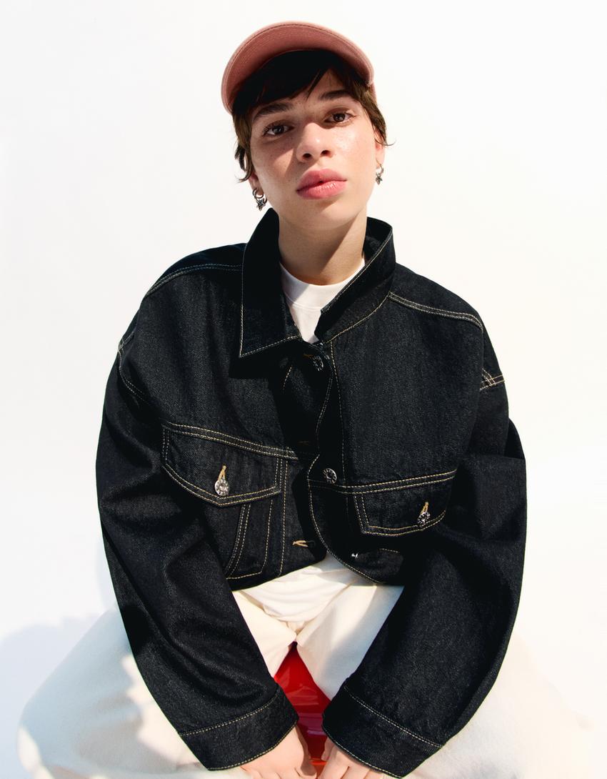 

Куртка джинсовая Balloon Bershka, синий