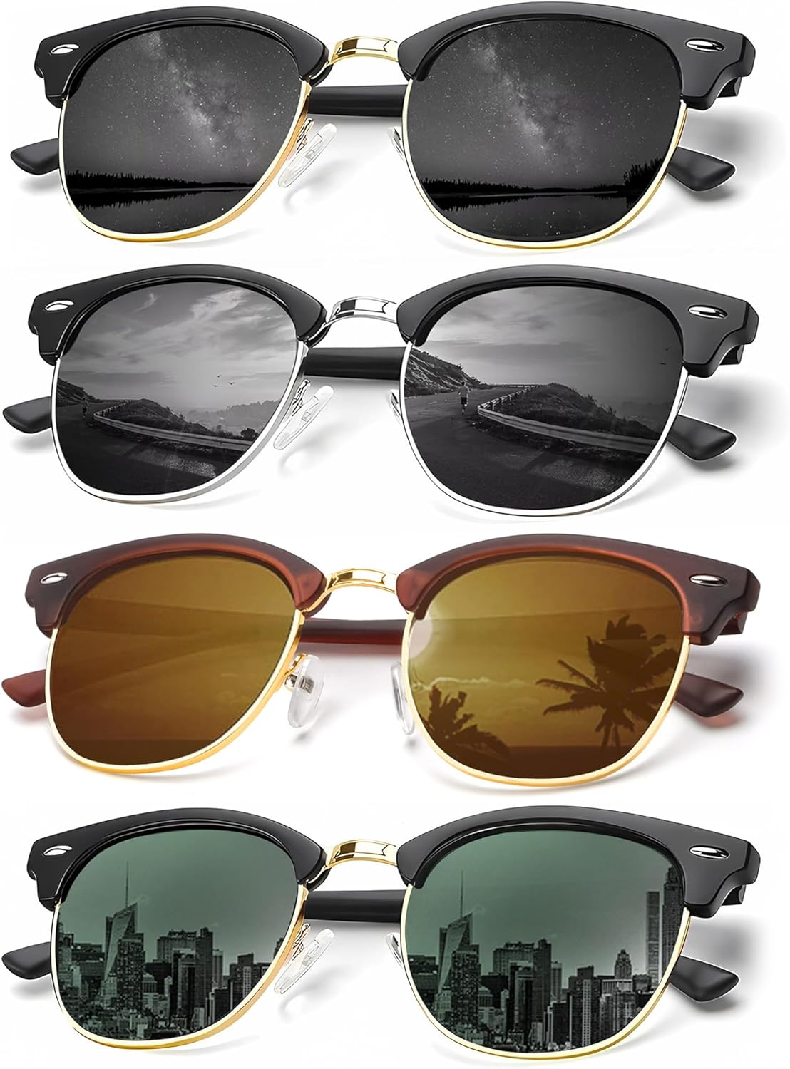 

Солнцезащитные очки KALIYADI для мужчин, поляризованные, унисекс, полуободковая оправа, ретро-стиль, для вождения, с защитой от УФ-излучения, E02-black/Black/G15/Brown