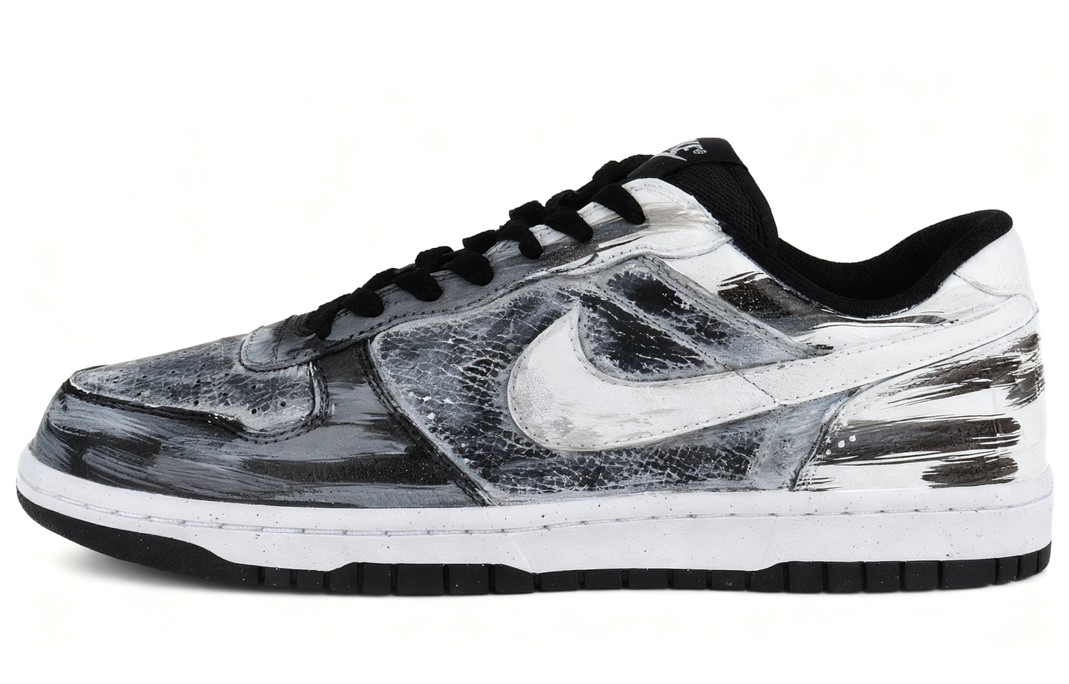 

Большие устойчивые к истиранию низкие кроссовки для скейтбординга мужские black white gray Nike, черный белый серый