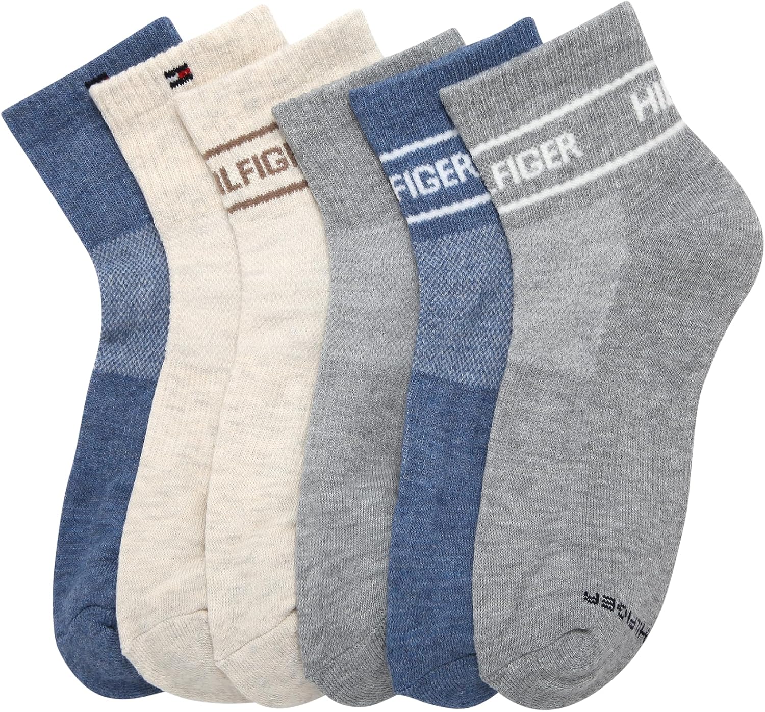 Женские носки Tommy Hilfiger Flag Sport Cushion Short Crew Socks, 6 пар, Oatmeal Heather — фото 4
