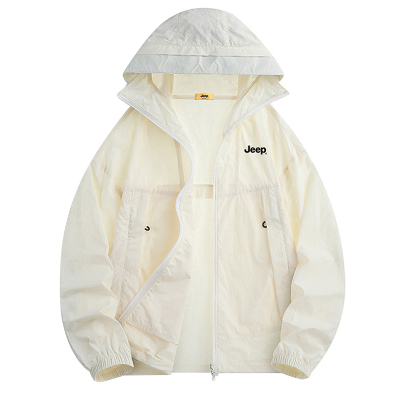 

Суперлегкая, дышащая, быстросохнущая, пылезащитная, ветрозащитная одежда с защитой от ультрафиолета Unisex Jeep, almond белый[hooded sun protection+cool ice silk]