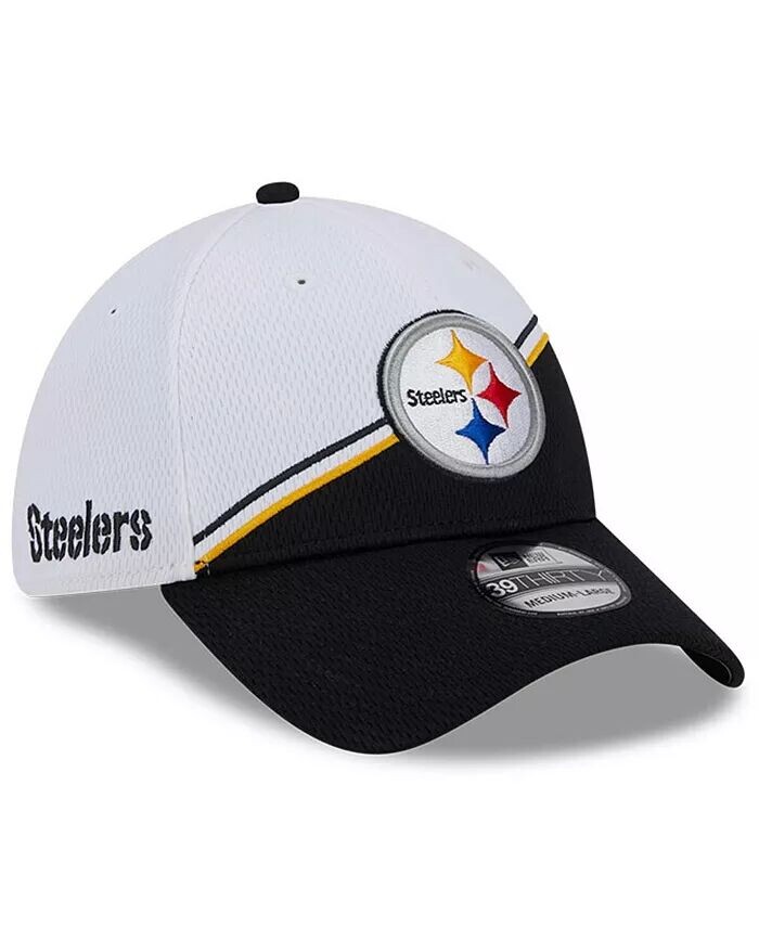 

Мужская бело-черная кепка Pittsburgh Steelers 2023 Sideline 39THIRTY Flex New Era, белый