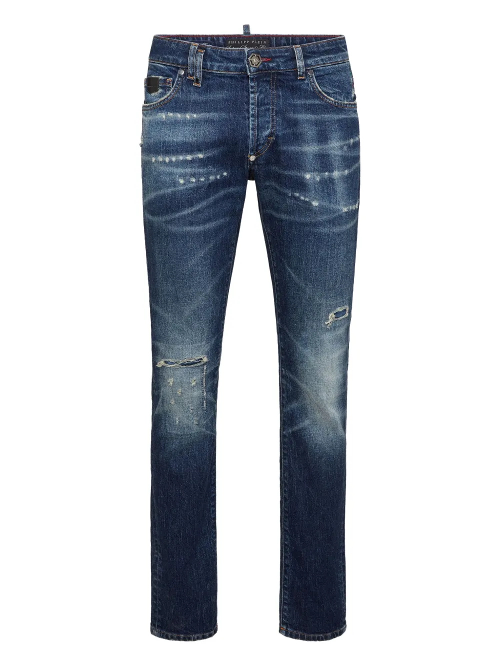 

Джинсы с эффектом потертости Philipp Plein, синий