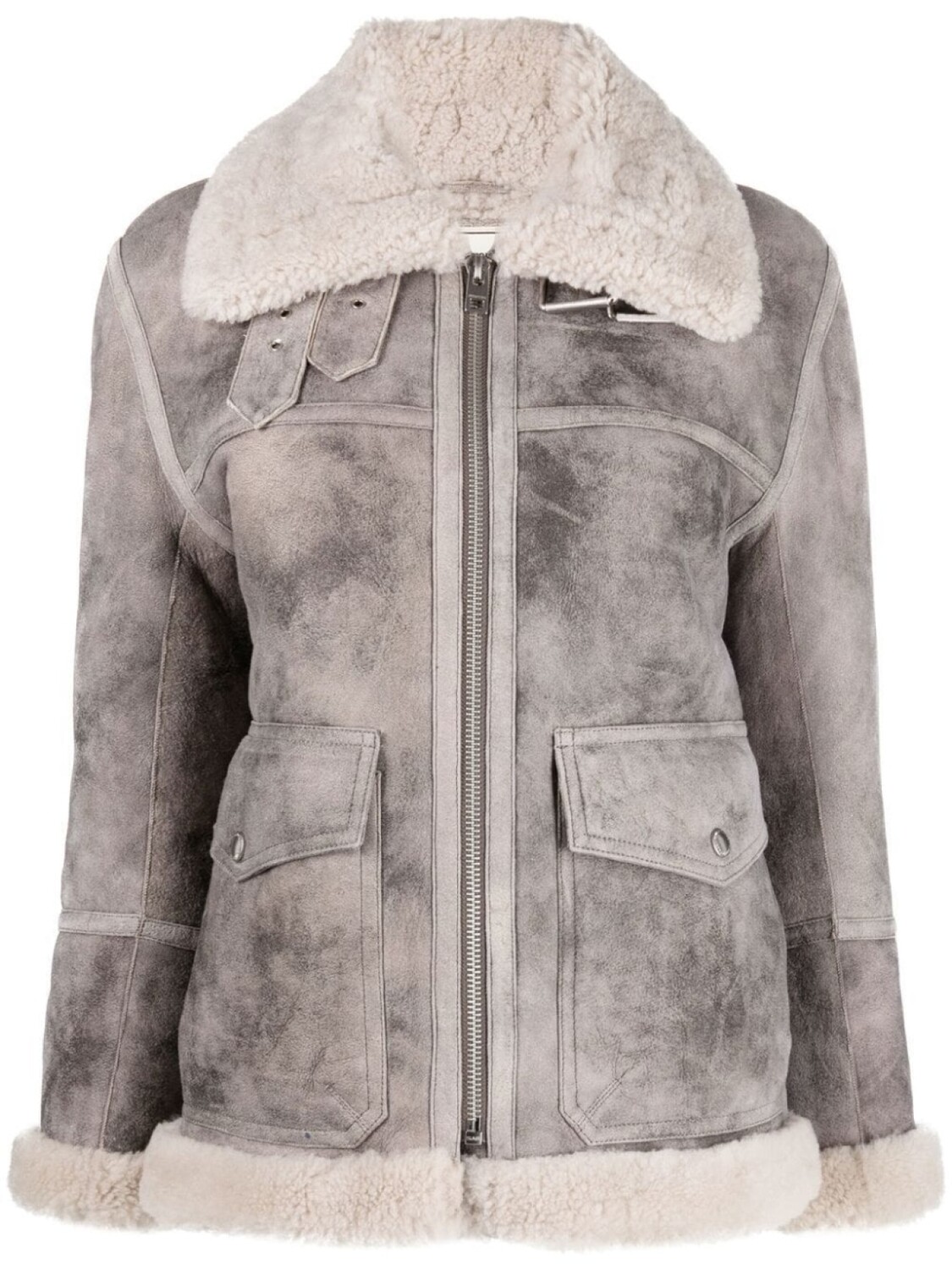 

Zadig&Voltaire куртка с воротником из овчины, серый