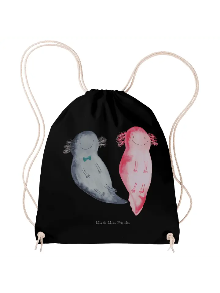 

Спортивная сумка Mr & Mrs Panda Sportbeutel Axolotl Freundin ohne Spruch, черный
