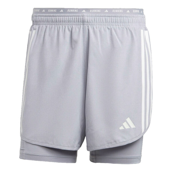 

Шорты own the run 3 полоски 2 в 1 шорты азиатские размеры Adidas, серебряный