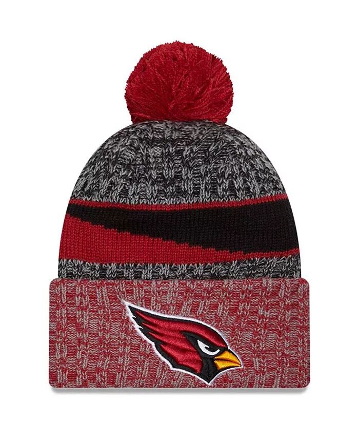 

Мужская черная вязаная шапка Cardinal Arizona Cardinals 2023 Sideline Sport с манжетами и помпоном New Era, черный