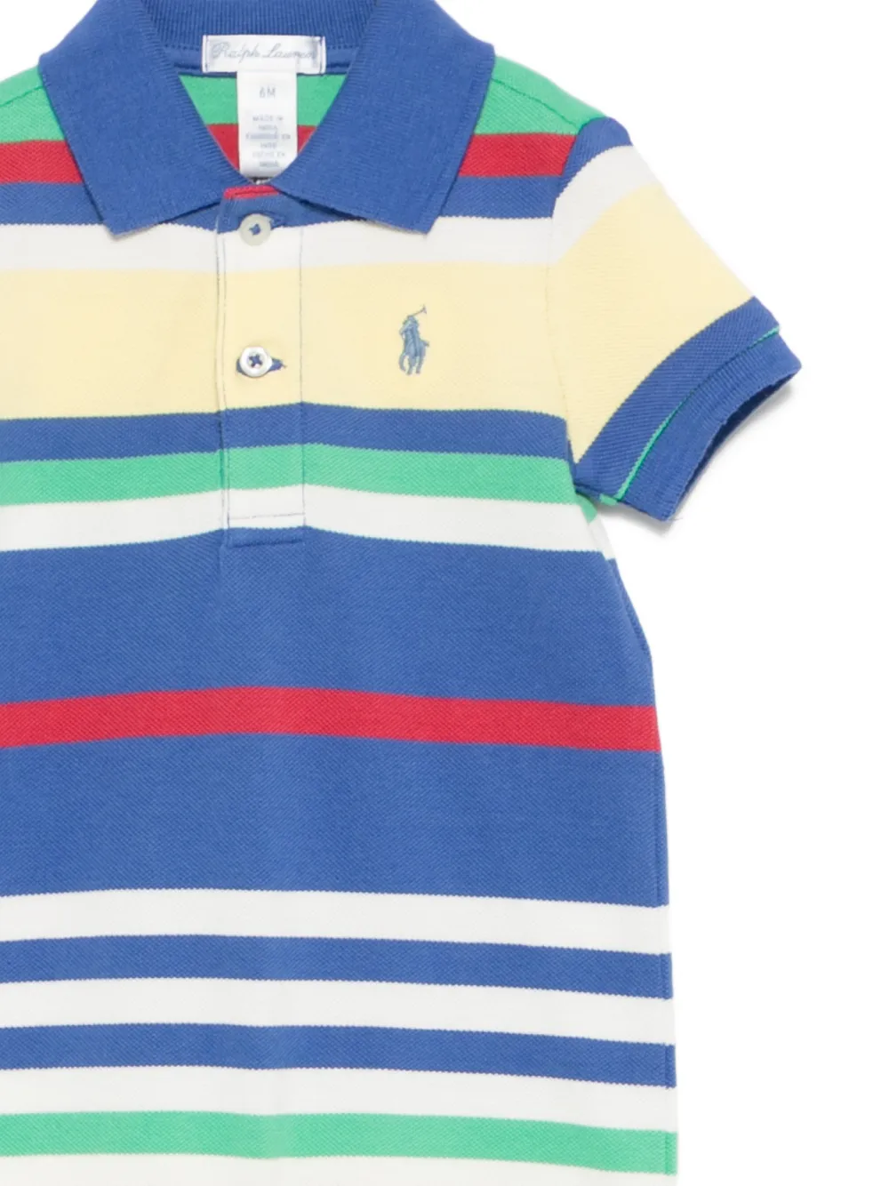Полукомбинезон с полосатым узором и воротником поло Polo Ralph Lauren Kids, синий — фото 3
