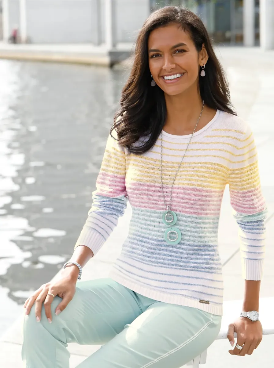 

Casual Looks Полосатый свитер "Пуловер", розовый