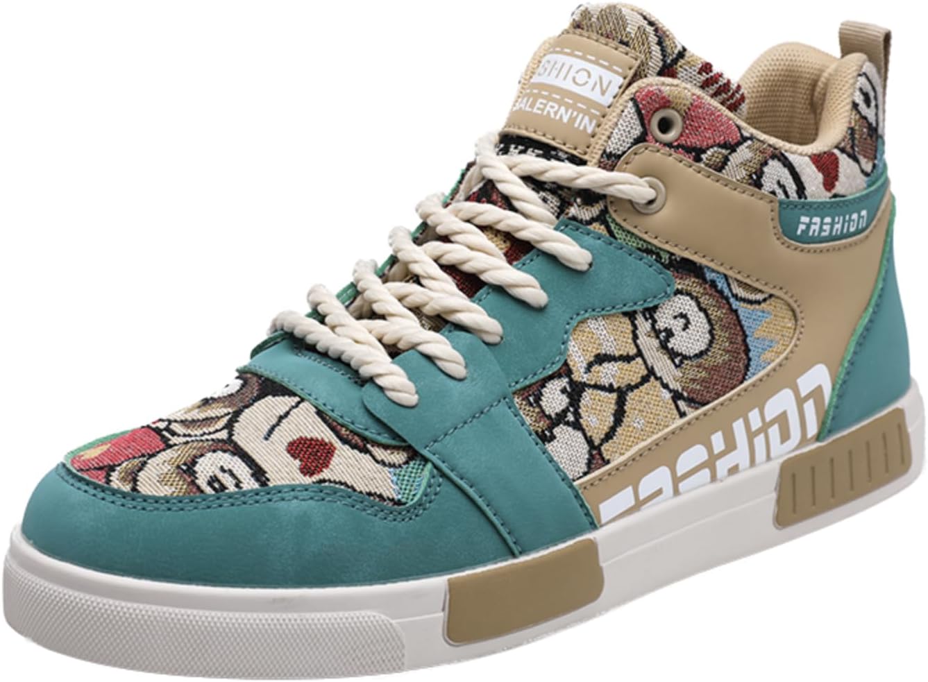 

Мужские высокие кеды на шнуровке, ретро-дизайн, для скейтбординга, прогулок, повседневная и удобная обувь, подходящая для активного отдыха на улице Aokisx, зеленый