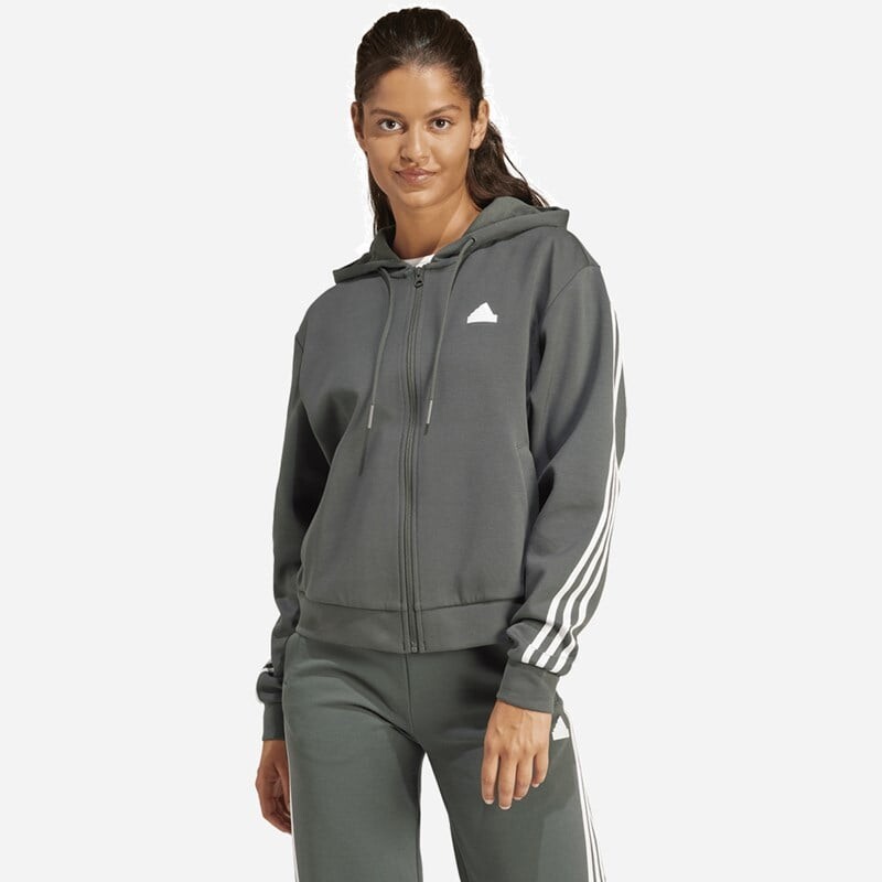 

Женская толстовка с капюшоном и тремя полосками Future Icons Adidas, серый
