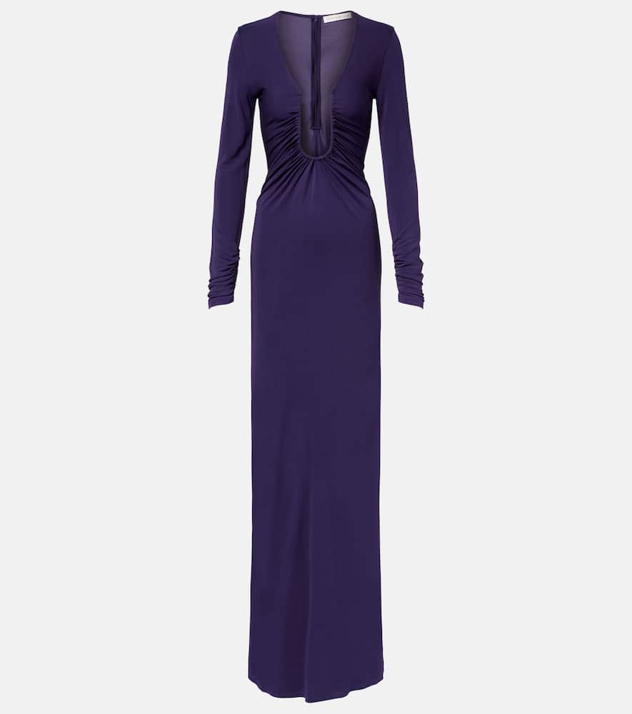 

Платье с арочным вырезом ладони и сборками Christopher Esber, Violet