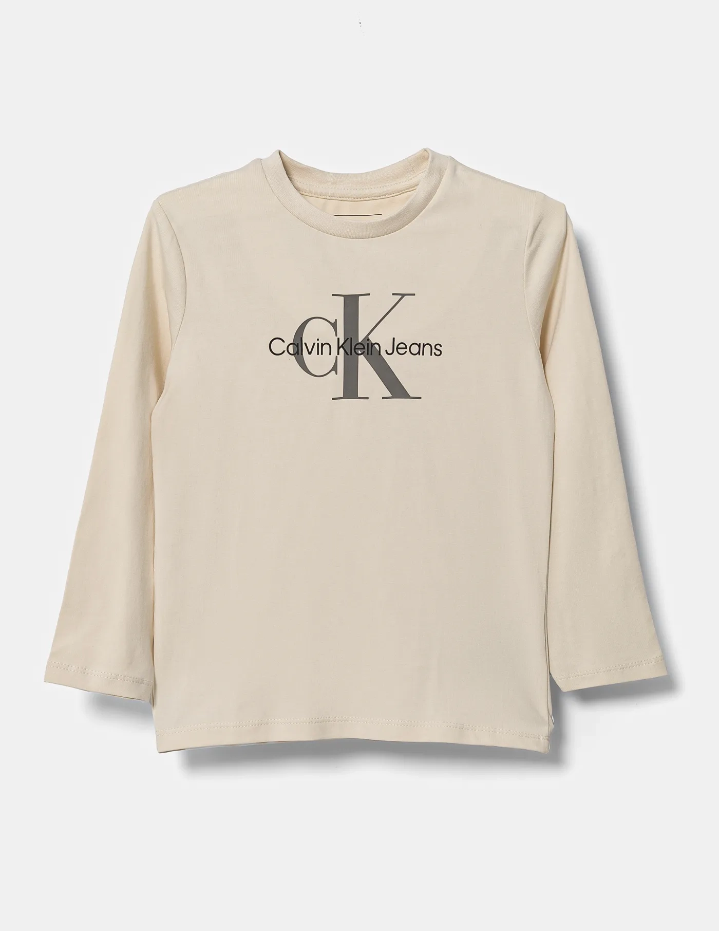 Детская футболка с длинными рукавами Calvin Klein Jeans, бежевый — фото 2