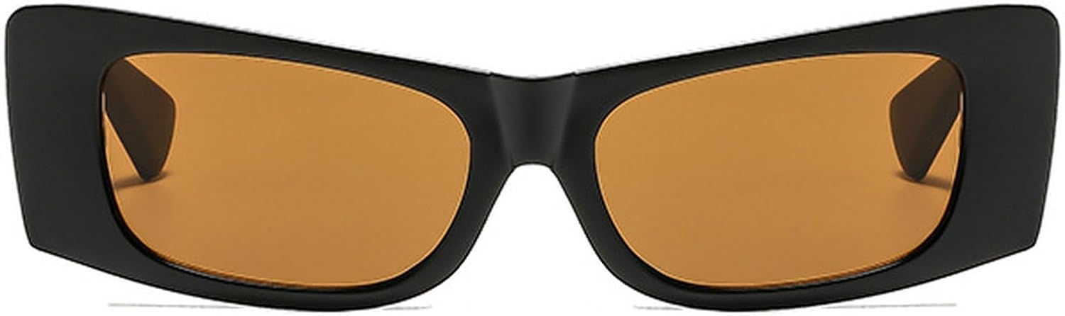 

Женские солнцезащитные очки в стиле панк Y2K, маленькие прямоугольные, винтажные, для активного отдыха, «кошачий глаз», для путешествий, защита от УФ-излучения UV400 mincl, Black Brown