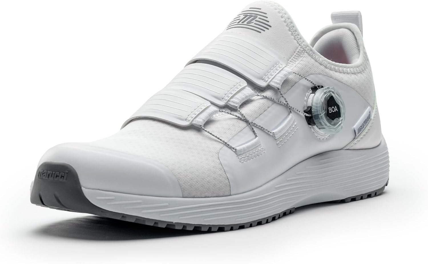 

Кроссовки Marucci MXB Trainer BOA для мужчин, белые, бейсбольные тренировочные кроссовки, спортивная обувь для мужчин с системой затяжки BOA L6 для надежной регулируемой посадки, легкие, дышащие и долговечные