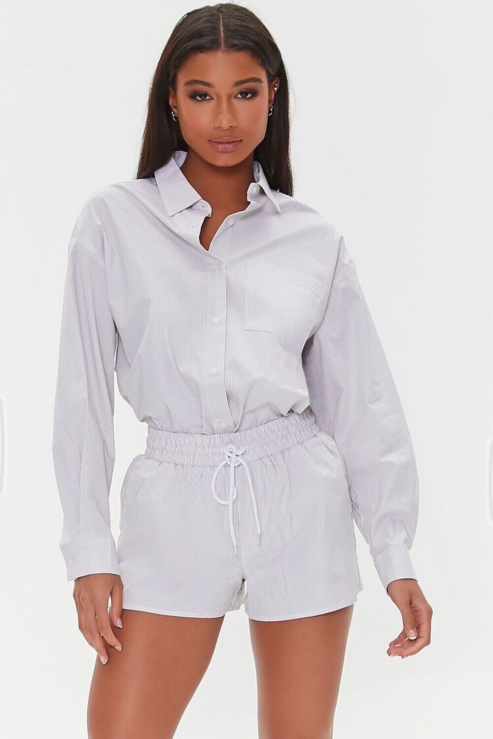 

Шорты из поплина в тонкую полоску на кулиске Forever 21, коричневый