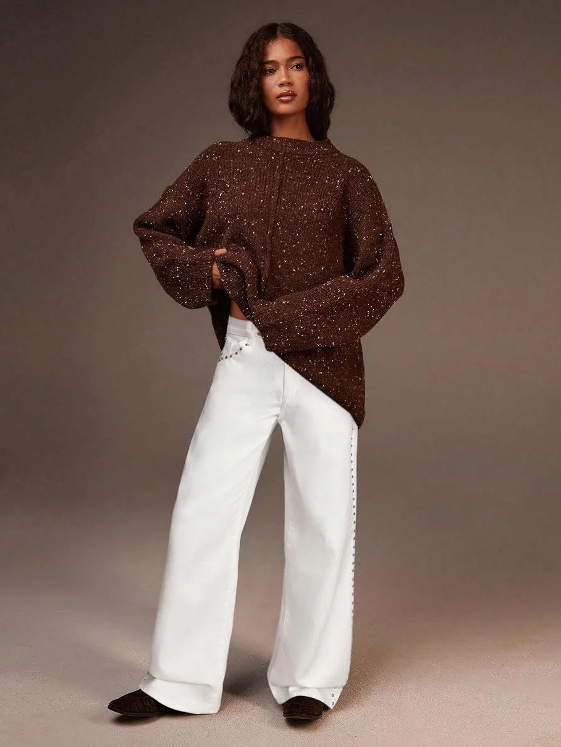 Джинсы женские свободные прямые, Apricot — фото 4