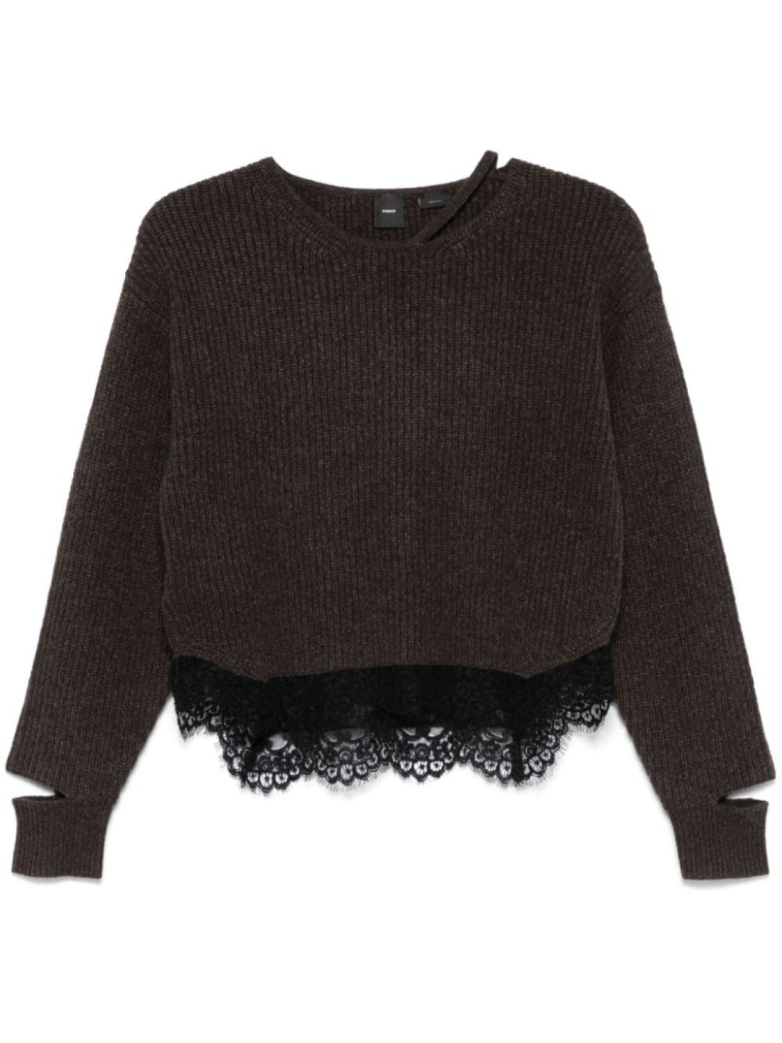 

PINKO свитер с кружевной отделкой, коричневый