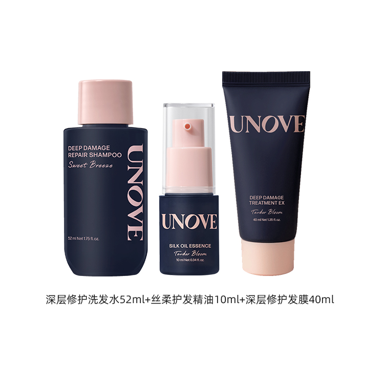 Набор Rono Repairing Hair Mask+Smoothing Essential Oil+Shampoos+No Rinse Essence Spray Shampoo & Conditioner UNOVE, repairing hair mask+smoothing essential oil+repairing shampoos+no-rinse essence spray — фото 2