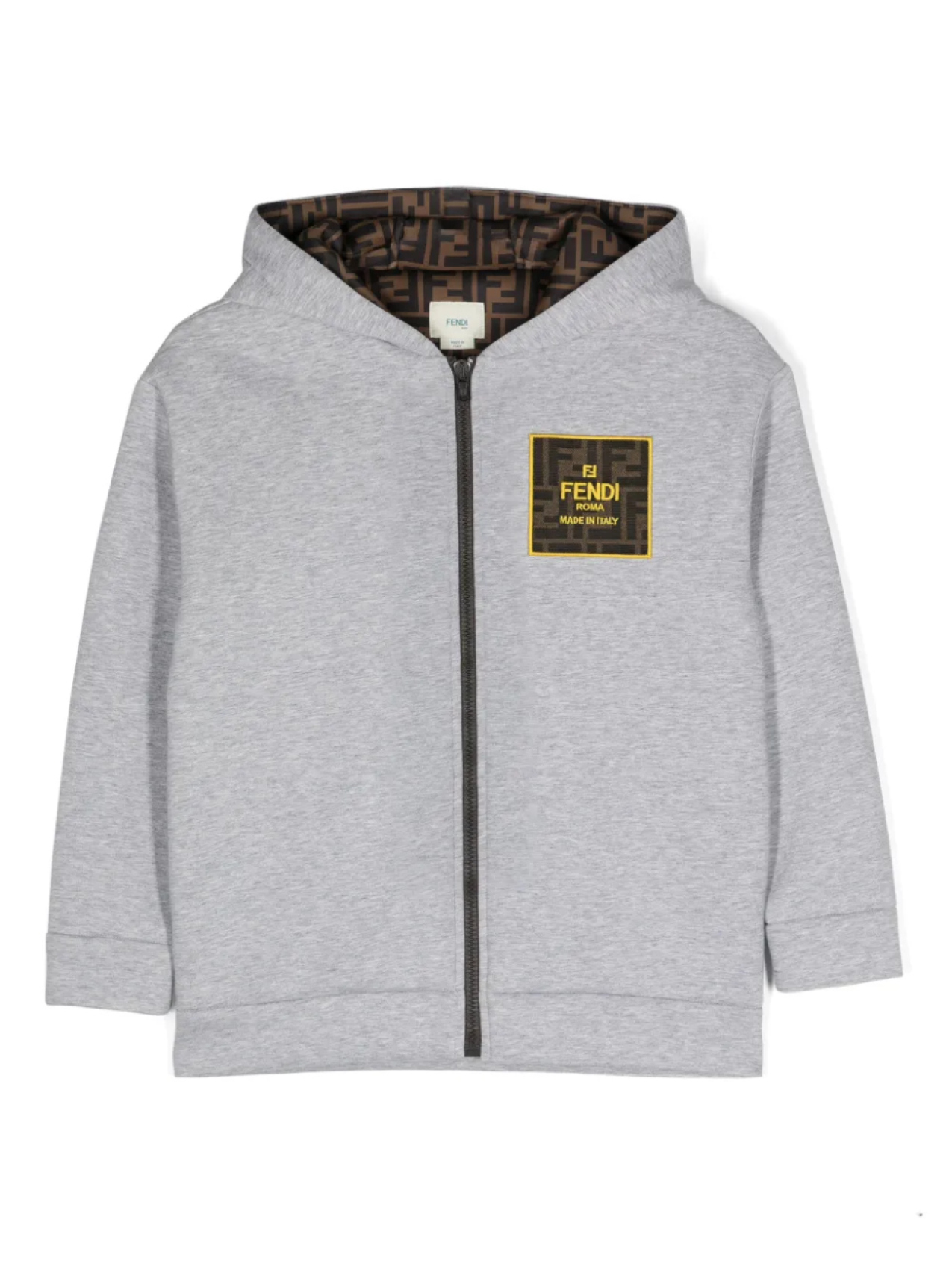 

Меланжевая куртка с капюшоном и логотипом Fendi Kids, серый