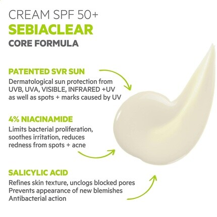 Sebiaclear Spf50+ матирующий ежедневный солнцезащитный крем для лица против пятен, 40 мл, Svr — фото 3