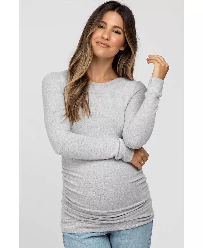 

Мягкий трикотажный топ со сборками для беременных Pinkblush, серый