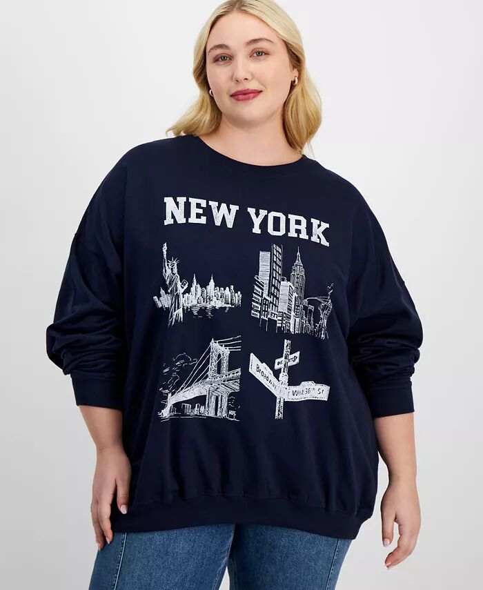 

Трендовая толстовка с рисунком New York размера плюс Grayson Threads, The Label, синий