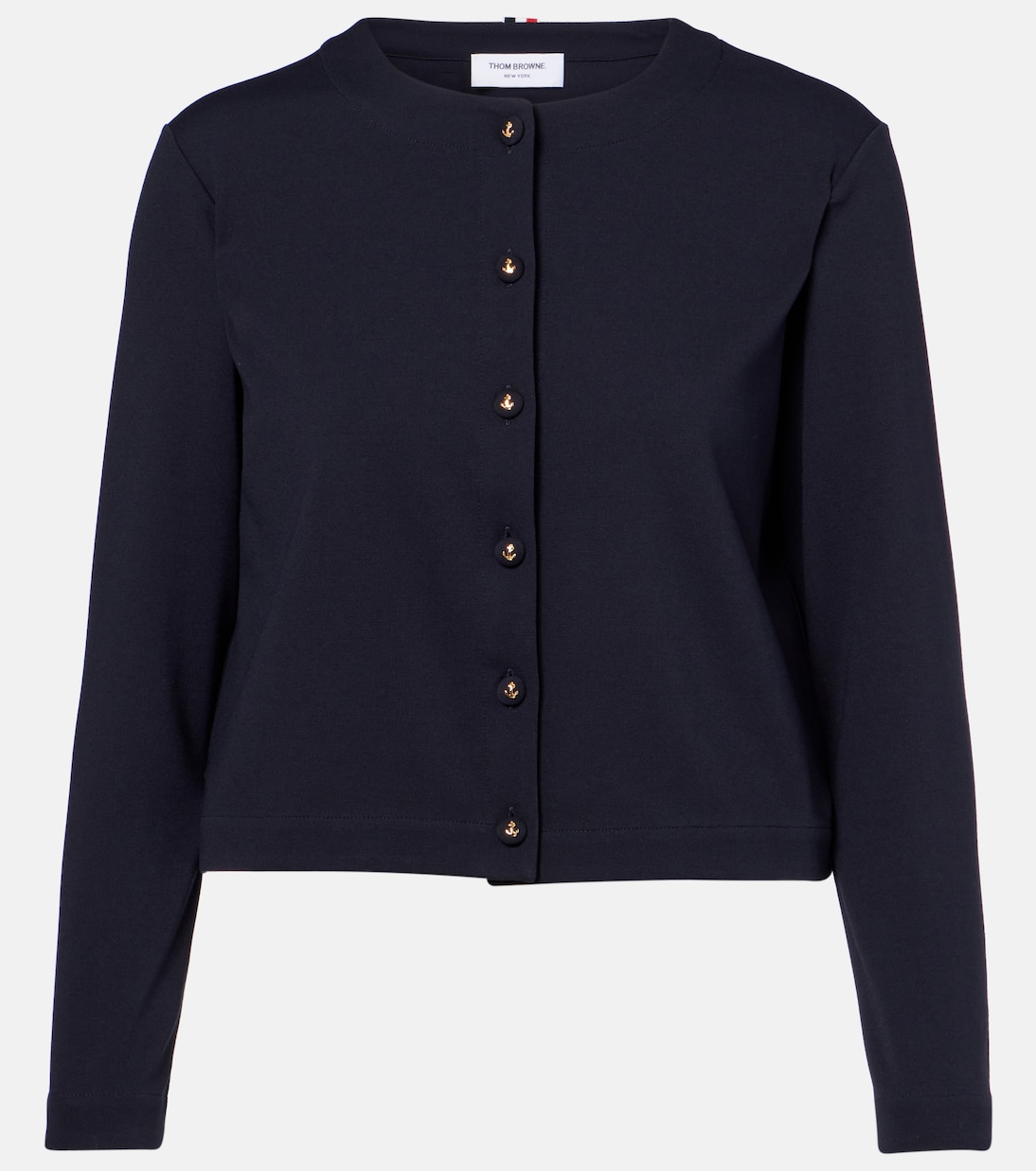 

Компактный вязаный кардиган Thom Browne, темно-синий